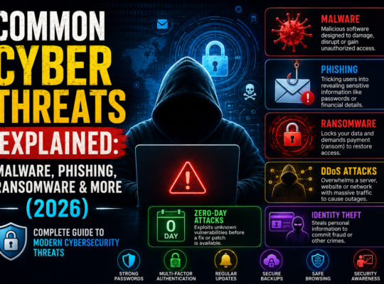 Common Cyber Threats Explained: Malware, Phishing, Ransomware & More (2026) – Complete Guide to Modern Cybersecurity Threats