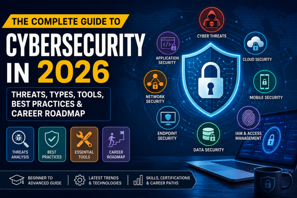 The Complete Guide to Cybersecurity in 2026: Threats, Types, Tools, Best Practices & Career Roadmap