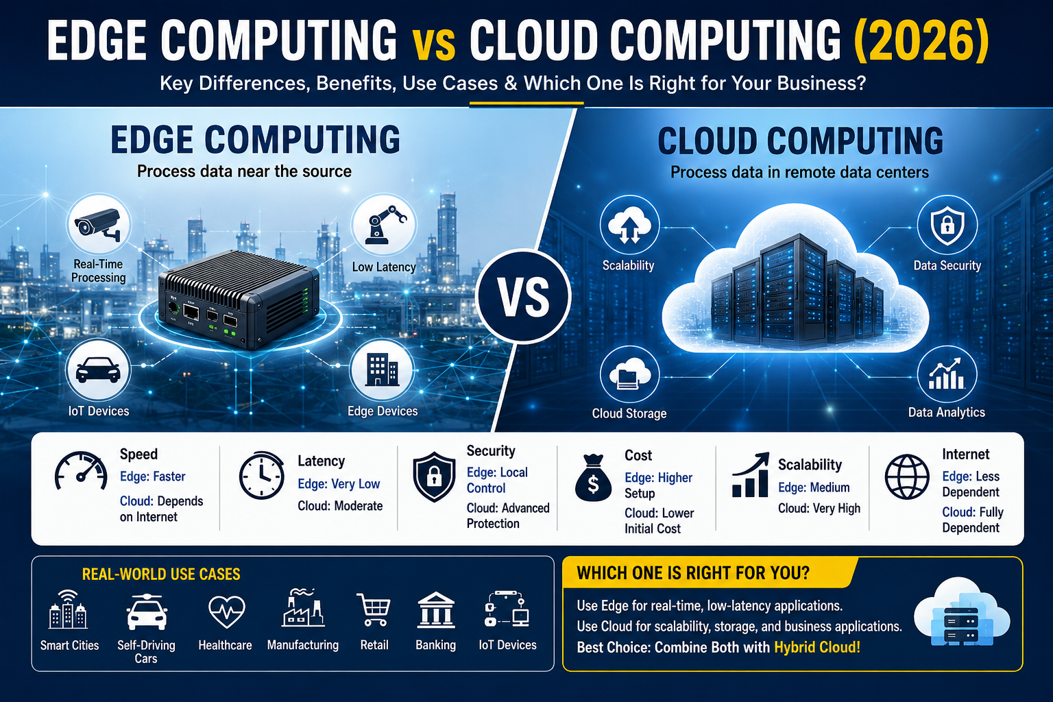 Edge Computing vs Cloud Computing (2026): Key Differences, Benefits, Use Cases & Which One Is Right for Your Business?