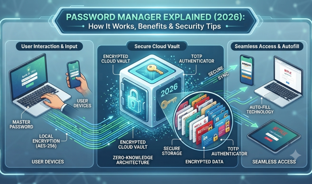 Password Manager Explained (2026): How It Works, Benefits, Best Password Managers & Security Tips