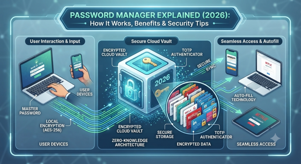 Password Manager Explained (2026): How It Works, Benefits, Best Password Managers & Security Tips