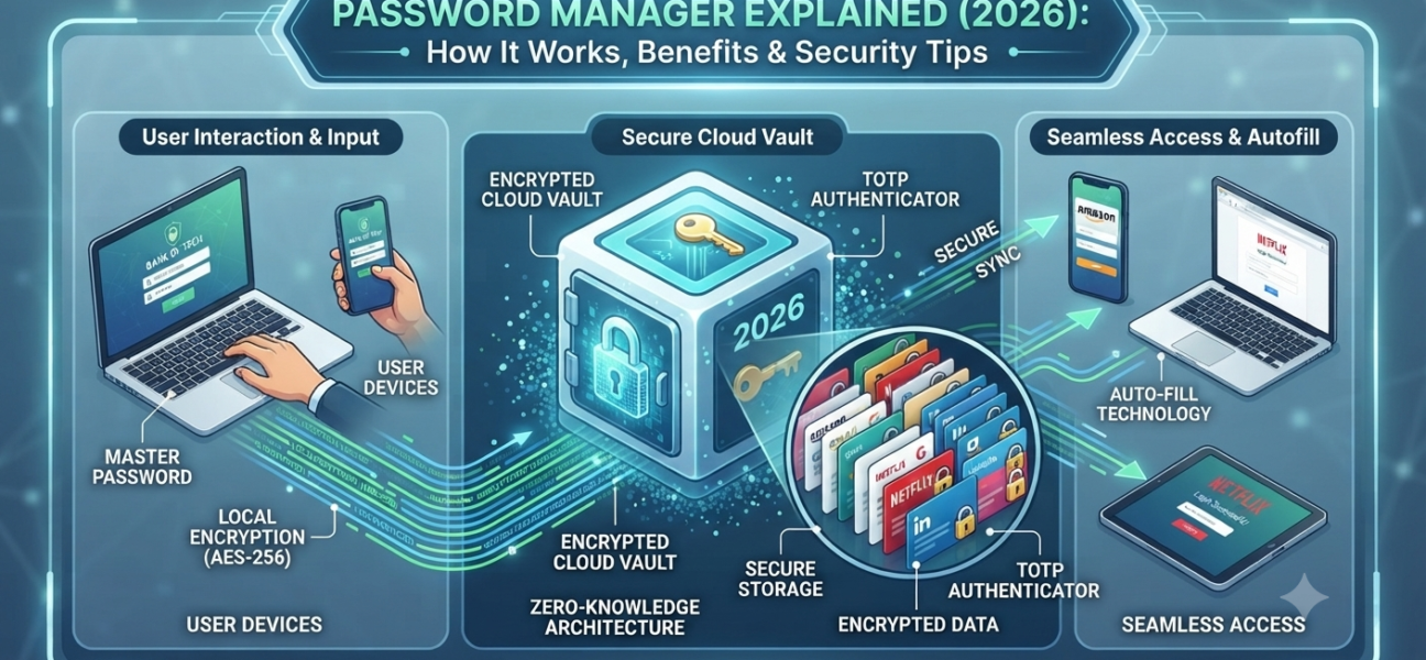 Password Manager Explained (2026): How It Works, Benefits, Best Password Managers & Security Tips