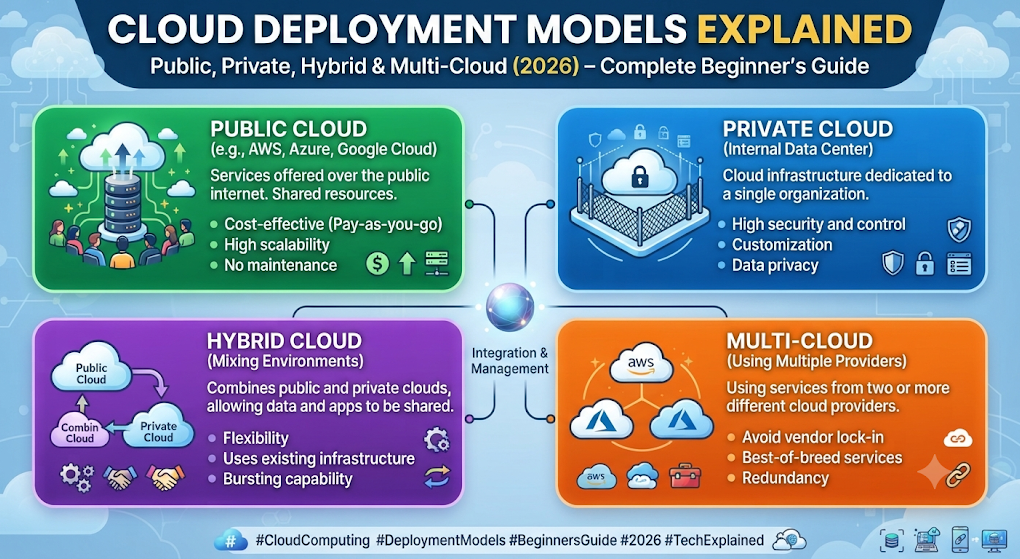 Cloud Deployment Models Explained: Public, Private, Hybrid & Multi-Cloud (2026) – Complete Beginner's Guide
