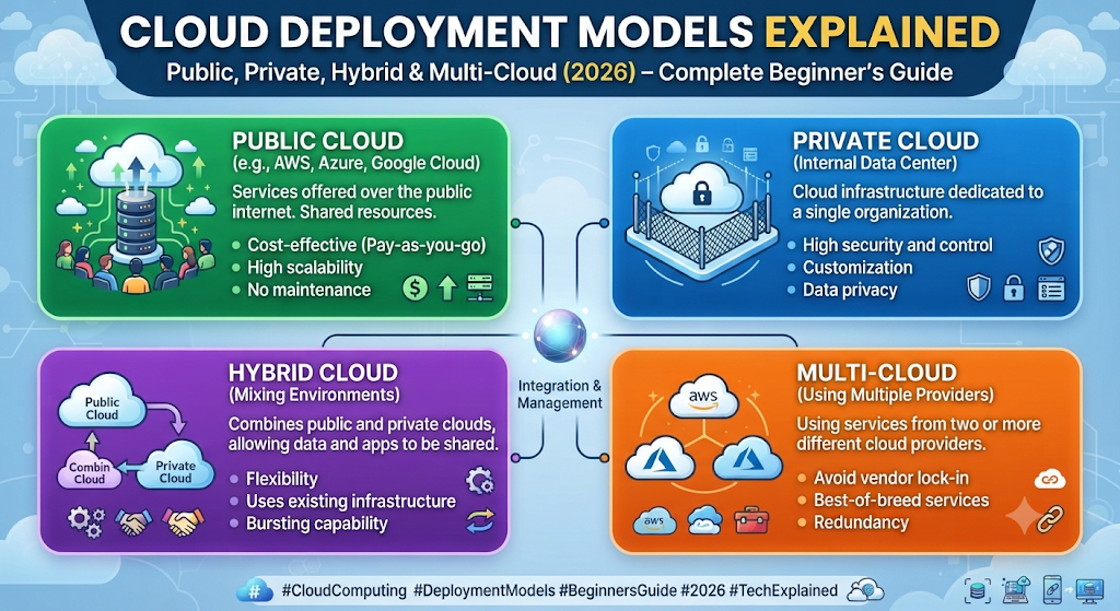 Cloud Deployment Models Explained: Public, Private, Hybrid & Multi-Cloud (2026) – Complete Beginner's Guide