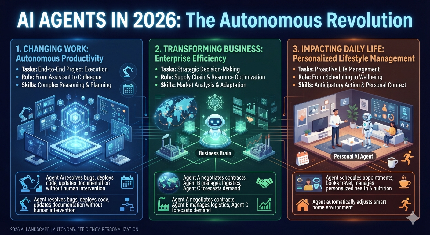 AI Agents in 2026: What Are AI Agents and How They Will Change Work, Business, and Daily Life