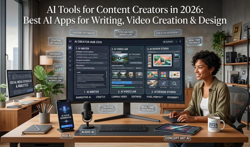 AI Tools for Content Creators in 2026: Best AI Apps for Writing, Video Creation & Design