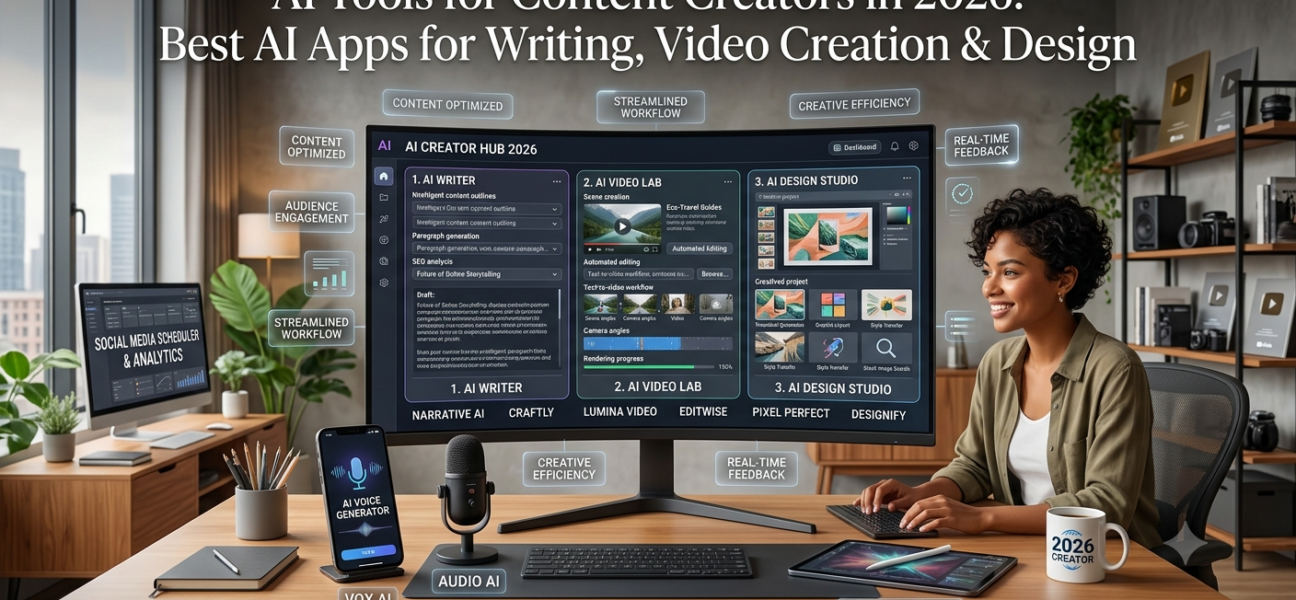 AI Tools for Content Creators in 2026: Best AI Apps for Writing, Video Creation & Design