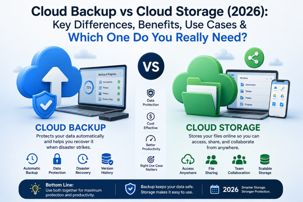 Cloud Backup vs Cloud Storage (2026): Key Differences, Benefits, Use Cases & Which One Do You Really Need?