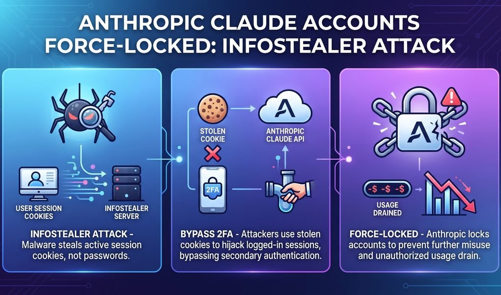 Anthropic Claude Accounts Force-Locked Due to Infostealer Attack: Stolen Sessions Bypass 2FA and Drain Usage
