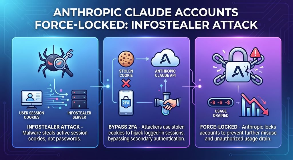 Anthropic Claude Accounts Force-Locked Due to Infostealer Attack: Stolen Sessions Bypass 2FA and Drain Usage