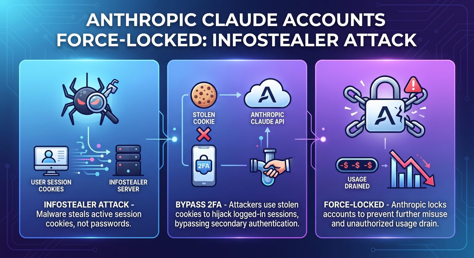 Anthropic Claude Accounts Force-Locked Due to Infostealer Attack: Stolen Sessions Bypass 2FA and Drain Usage