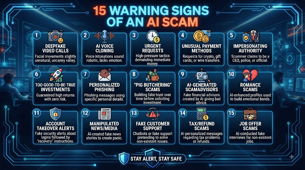 15 Warning Signs of an AI Scam