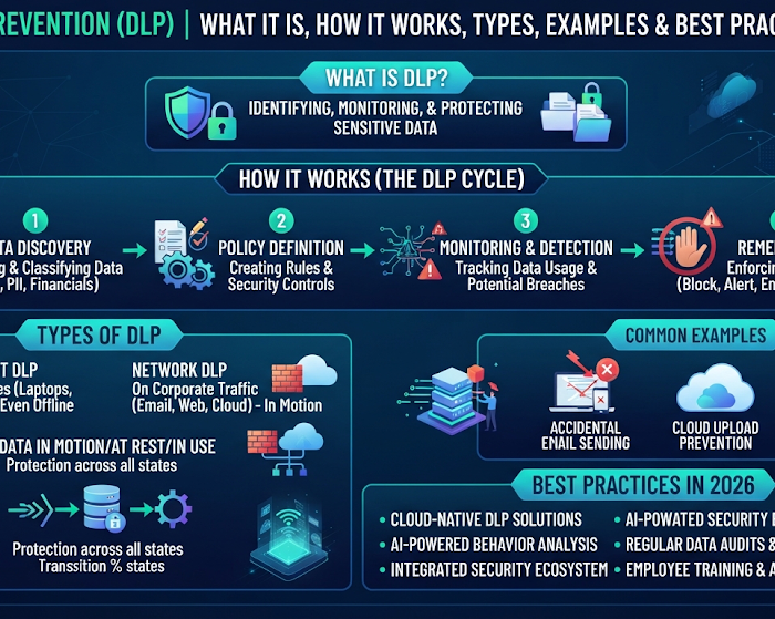 Data Loss Prevention (DLP): What It Is, How It Works, Types, Examples & Best Practices in 2026