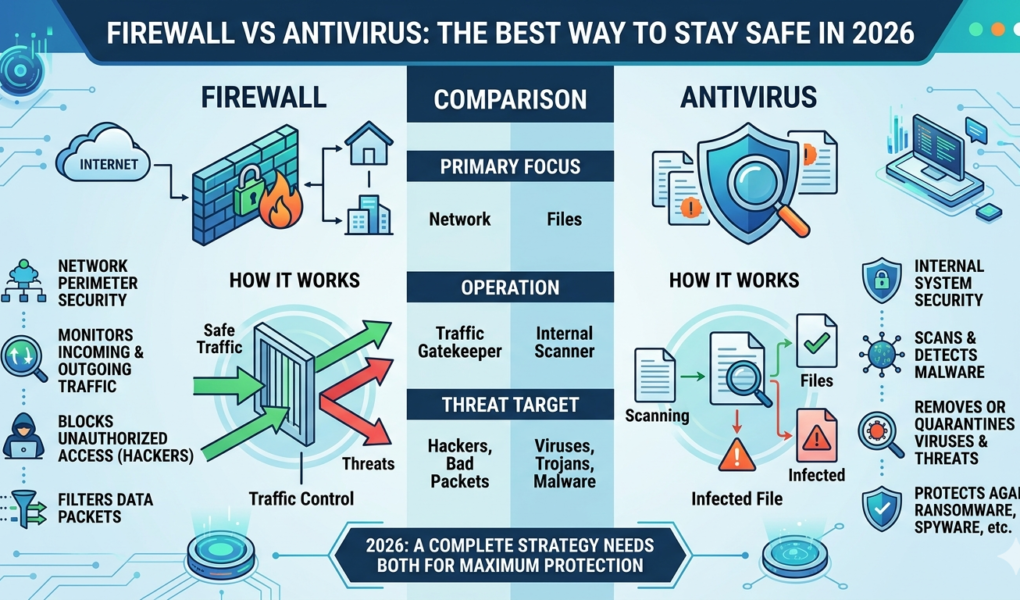 Firewall vs Antivirus: The Best Way to Stay Safe in 2026