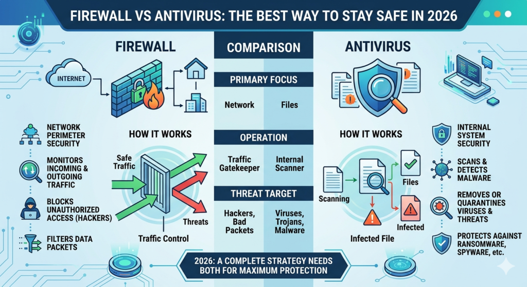 Firewall vs Antivirus: The Best Way to Stay Safe in 2026