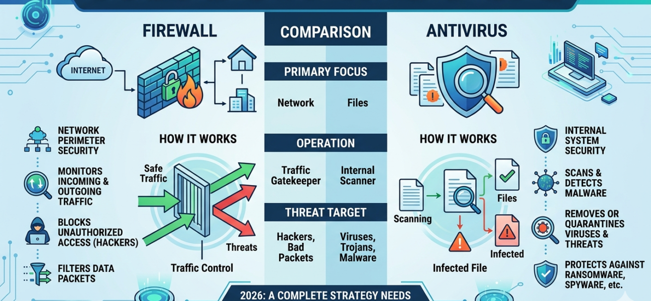 Firewall vs Antivirus: The Best Way to Stay Safe in 2026