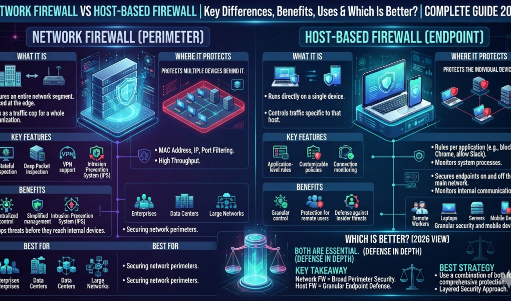 Network Firewall vs Host-Based Firewall: Key Differences, Benefits, Uses & Which Is Better? Complete guide 2026