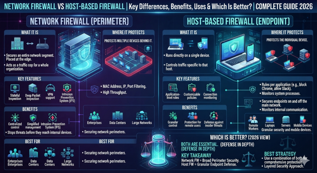 Network Firewall vs Host-Based Firewall: Key Differences, Benefits, Uses & Which Is Better? Complete guide 2026