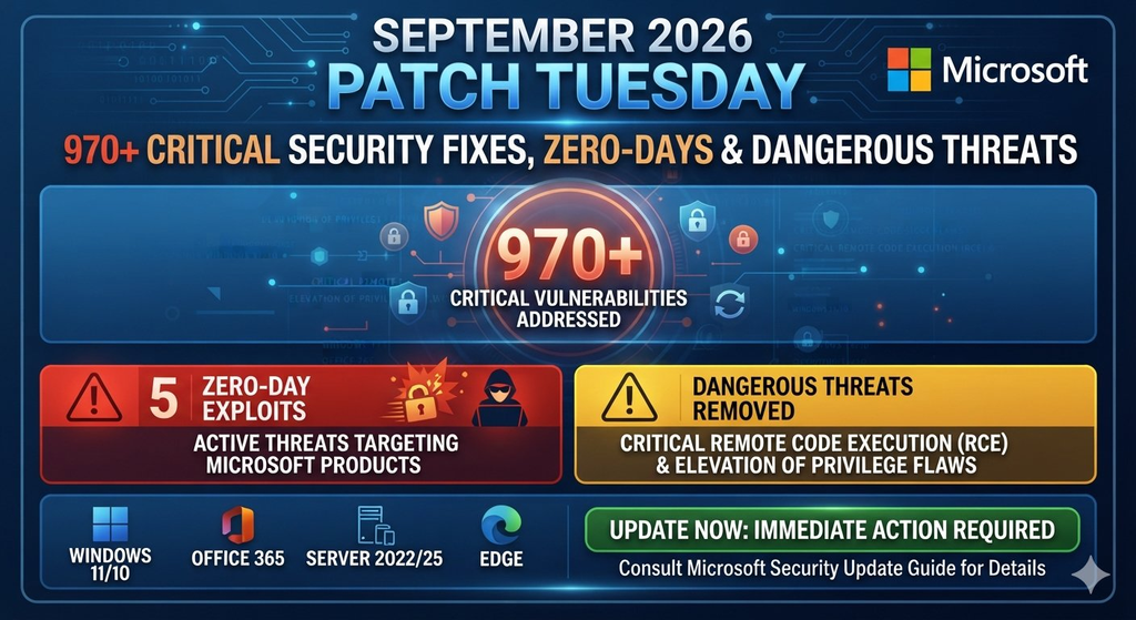 Microsoft September 2026 Patch Tuesday: 970+ Critical Security Fixes, Zero-Days & Dangerous Threats
