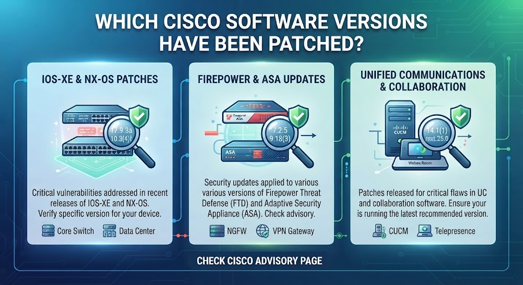 Which Cisco Software Versions Have Been Patched?