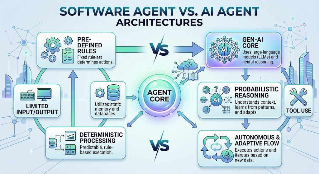 Software Agent Architecture vs AI Agent Architecture
